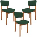 Ver imagem 2 de Kit 03 Cadeiras para Sala de Jantar Cozinha Living Estofada Dara L02 Suede Verde Musgo - Lyam Decor