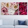 Quadro Decorativo - Três Telas - Rosas Coloridas - 120x60cm - 1