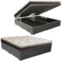 Ver imagem 1 de Cama Box Baú Queen Sintético Bipartido + Colchão Elegance Ortopédico Espuma D33 Extra Firme 158x198x