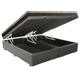 Cama Box Baú Queen Sintético Bipartido + Colchão Elegance Ortopédico Espuma D33 Extra Firme 158x198x - 5