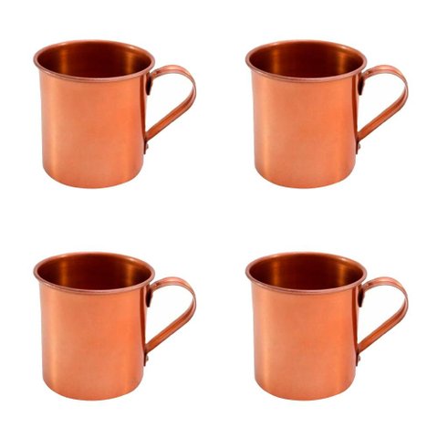 Kit 4 Canecas em alumínio estilo Moscow Mule Decor - Cobre
