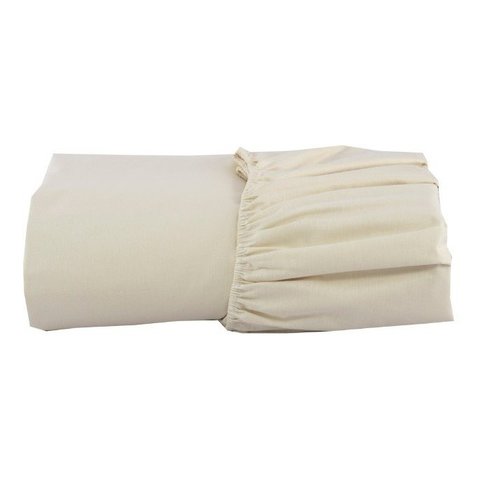 lençol percal 200 fios creme casal padrao com elastico