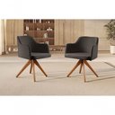 Ver imagem 3 de Poltrona Eros Base Giratória de Madeira Linho Preto 102