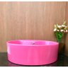 Cuba de louça redonda rosa com apoio para torneira - 4