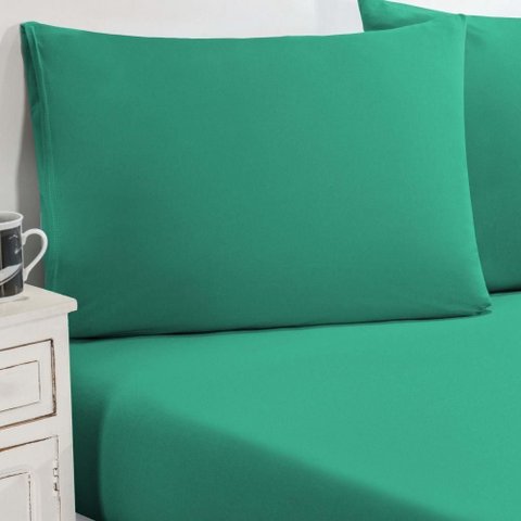 Jogo de Cama Malha Lençol 100% Algodão Gran Moratta 2 Peças Solteiro - Verde Jade