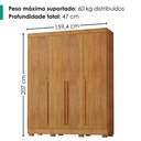 Ver imagem 3 de Guarda Roupa Casal Domus 4 Portas de Bater 3 Gavetas MDP e MDF Cedro Milani Movelaria