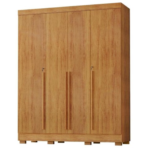 Guarda Roupa Casal Domus 4 Portas de Bater 3 Gavetas MDP e MDF Cedro Milani Movelaria