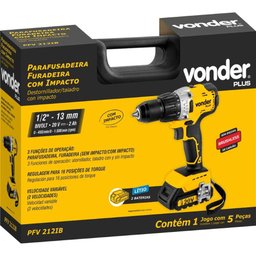 Parafusadeira Furadeira À Bateria 20v com Impacto Pfv212lb Vonder Plus - 6