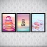 Kit 3 Quadros Zen Praia Candy Colors 33x24cm:Madeira preta - 2