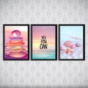 Ver imagem 2 de Kit 3 Quadros Zen Praia Candy Colors 33x24cm:Madeira preta