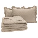 Ver imagem 1 de Kit Cobre Leito Colcha Perone King Dupla Face Toque de Pluma Micro Percal 300 Fios 3 Peças - Cáqui