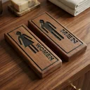 Ver imagem 1 de Placas para Banheiro Masculino e Feminino em Madeira Maciça Rústica