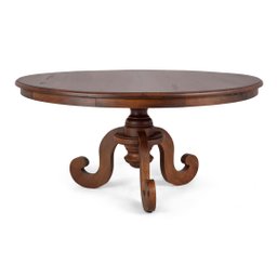 Mesa Redonda em Madeira Maciça 8 lugares Phil 160cm Canela - 1