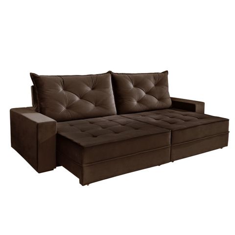 Sofá Retrátil e Reclinável 4 Lugares Berlim Evidence Suede Marrom