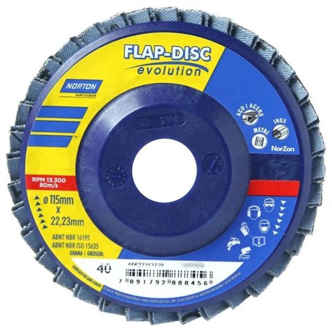 Disco de Lixa Flap 115 mm F22 Grão 40 - 66623313729 - Norton