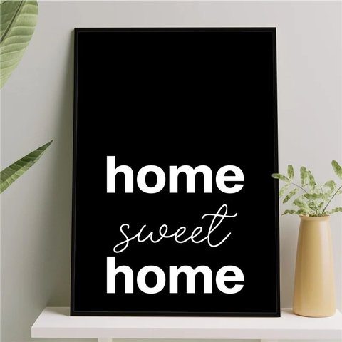 Quadro Home Sweet Home Minimalista 45x34cm - com vidro:Madeira branca