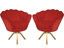 Ver imagem 1 de Kit 2 Poltronas Decorativa Pétala Base Giratória Madeira Couro Vermelho Mz Decor
