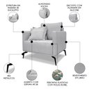 Ver imagem 3 de Poltrona para Sala Pés de Metal Vecchia S06 Linho Grigio - Mpozenato