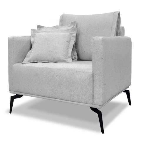 Poltrona para Sala Pés de Metal Vecchia S06 Linho Grigio - Mpozenato