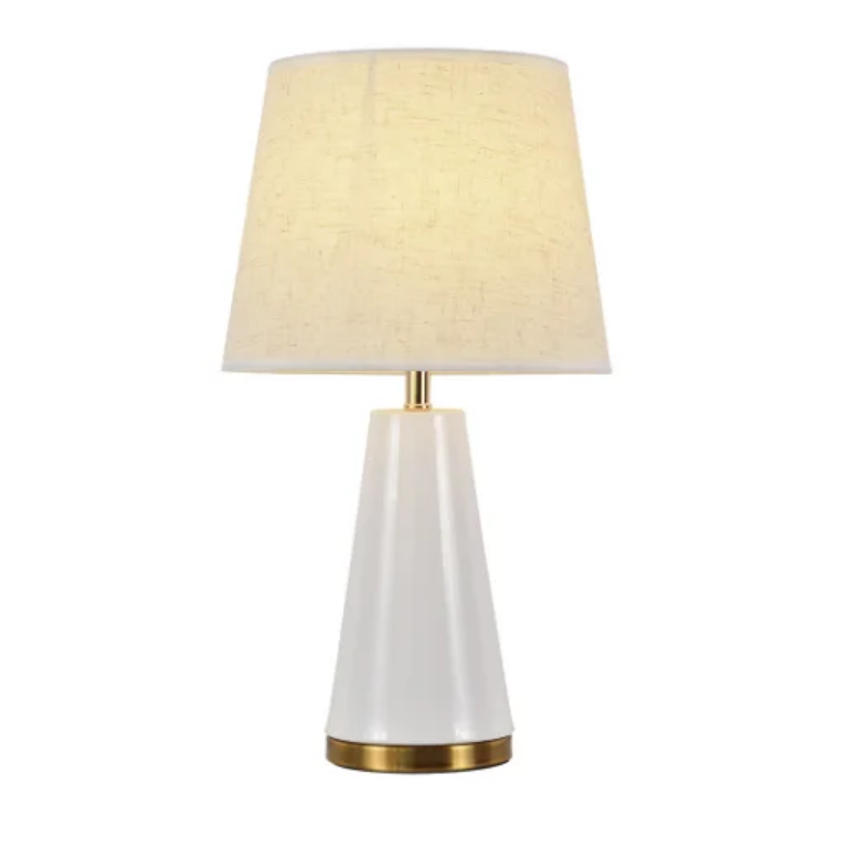 Abajur Horus 001b E27x1 Branco com Dourado Nitrolux
