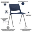 Ver imagem 2 de Kit 06 Cadeiras Empilhável Fixa Lift F02 Base Aço Cinza Azul - Lyam Decor