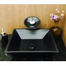 Kit com cuba louça quadrada preta,válvula,torneira preta - 5
