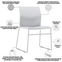 Ver imagem 3 de Kit 04 Cadeiras Empilhável Fixa Link F02 Base Aço Cinza Branco - Lyam Decor