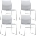 Ver imagem 1 de Kit 04 Cadeiras Empilhável Fixa Link F02 Base Aço Cinza Branco - Lyam Decor