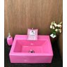 Kit cuba louça retangular rosa,válvula,torneira,sifão e sab - 6