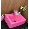 Kit cuba louça retangular rosa,válvula,torneira,sifão e sab - 5