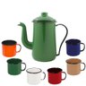 Bule Café Esmaltado 1,5l Ágata Verde e Xícaras Sortidas Ewel - 1