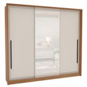 Ver imagem 2 de Guarda-roupa Casal Valência 3 Portas 4 Gavetas com Espelho Freijó/creme - Politorno