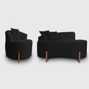 Ver imagem 1 de Kit Sofá Orgânico Feijão com Poltrona Pé de Madeira Bouclé Minimalista