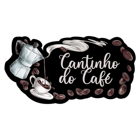 Placa Decorativa Cantinho do Café Bule e Xícara 3D 19x36,7cm