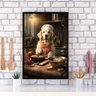 Quadro para Cozinha Cão Golden Retriever 24x18cm - com Vidro:madeira Branca - 1