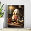 Ver imagem 2 de Quadro para Cozinha Cão Golden Retriever 24x18cm - com Vidro:madeira Branca