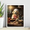 Quadro para Cozinha Cão Golden Retriever 24x18cm - com Vidro:madeira Branca - 2