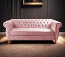 Ver imagem 2 de Sofá 3 Lugares Nobreza no Estilo Chesterfield Bella Decor - Veludo Rosê