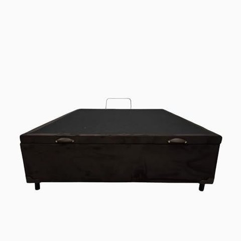 Base de Cama Box com Baú Viuva ou Casal em Suede - Marrom - Viuva