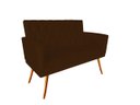 Ver imagem 1 de Namoradeira Decorativa Nina Capitonê Suede Marrom 2 Lugares Pés Madeira Ms Decor