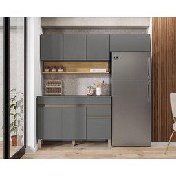 Cozinha Modulada Ambiente Line Composição 1 Gris Freijó - Kits Paraná - 1