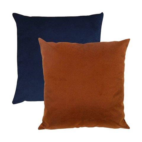 Kit 2 Capas para Almofada em Veludo Liso Quadrada 60x60 Cor:terracota e Azul Marinho