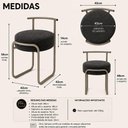 Ver imagem 2 de Kit 2 Puff Redondo Estofado Base Aço Espuma Preto Mobília Decor