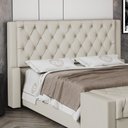 Ver imagem 4 de Cabeceira Atena para Cama Box Casal Padrão 140cm Capitonê com Frame Sintético Bege - Desk Design