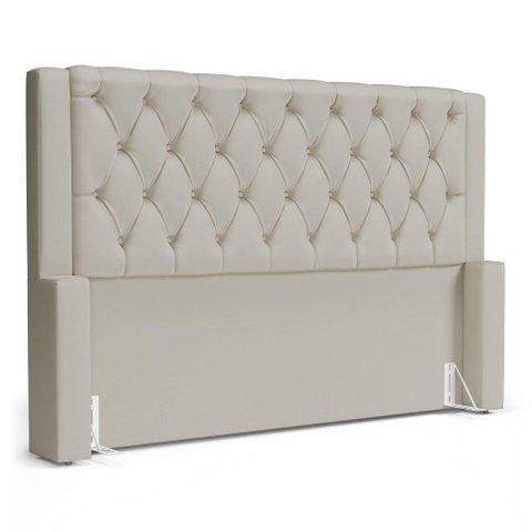 Cabeceira Atena para Cama Box Casal Padrão 140cm Capitonê com Frame Sintético Bege - Desk Design