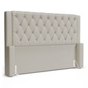 Ver imagem 1 de Cabeceira Atena para Cama Box Casal Padrão 140cm Capitonê com Frame Sintético Bege - Desk Design