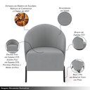 Ver imagem 3 de Kit 2 Poltronas Decorativa Sala de Estar Kenya Pés em Ferro Veludo Preto/cinza G33 - Gran Belo