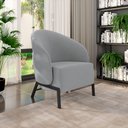 Ver imagem 2 de Kit 2 Poltronas Decorativa Sala de Estar Kenya Pés em Ferro Veludo Preto/cinza G33 - Gran Belo