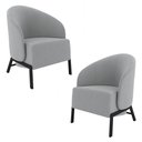 Ver imagem 1 de Kit 2 Poltronas Decorativa Sala de Estar Kenya Pés em Ferro Veludo Preto/cinza G33 - Gran Belo