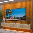 Ver imagem 1 de Estante Ripada para TV e Home Theater até 84 Polegadas com LED MDF 230CMX250CM Majestade Native